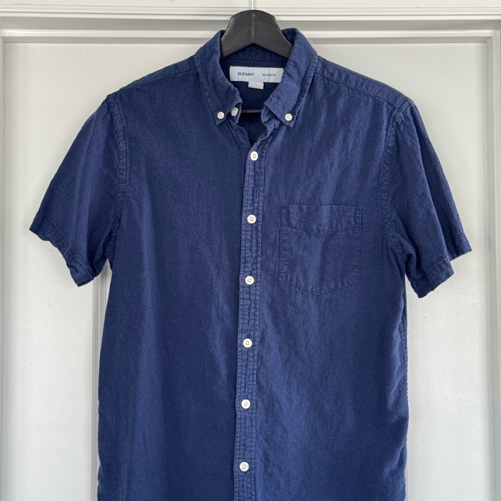 Old Navy Navy Blue Casual Button Down Shirt